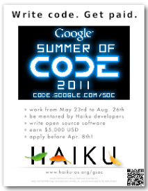 GSoC Haiku 2011 Flyer